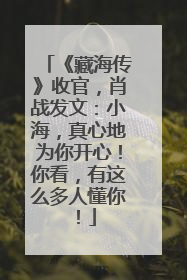 《藏海传》收官，肖战发文：小海，真心地为你开心！你看，有这么多人懂你！