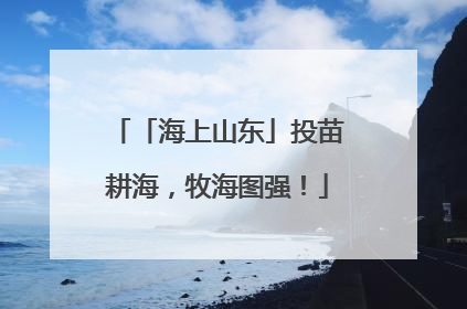 「海上山东」投苗耕海，牧海图强！
