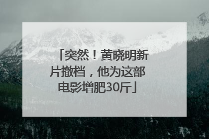 突然！黄晓明新片撤档，他为这部电影增肥30斤