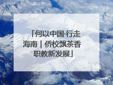 何以中国·行走海南｜侨校飘茶香 职教新发展