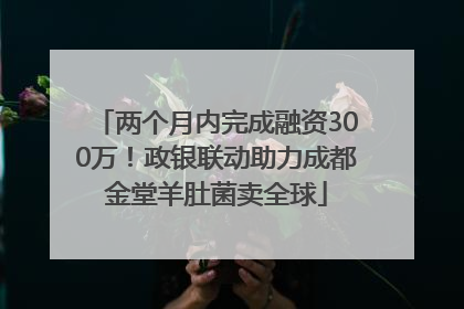两个月内完成融资300万！政银联动助力成都金堂羊肚菌卖全球