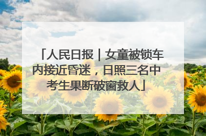 人民日报｜女童被锁车内接近昏迷，日照三名中考生果断破窗救人