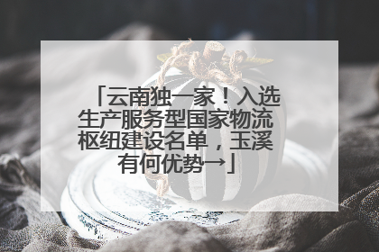 云南独一家！入选生产服务型国家物流枢纽建设名单，玉溪有何优势→