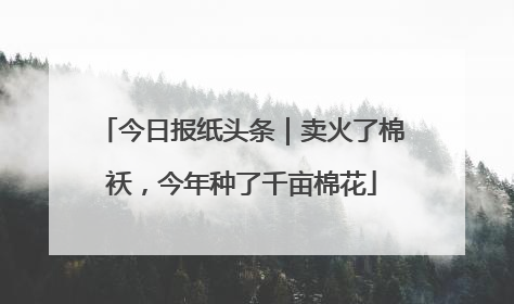 今日报纸头条｜卖火了棉袄，今年种了千亩棉花