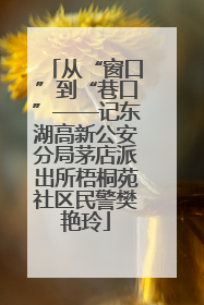 从“窗口”到“巷口”——记东湖高新公安分局茅店派出所梧桐苑社区民警樊艳玲