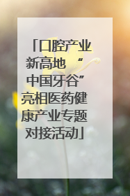 口腔产业新高地 “中国牙谷”亮相医药健康产业专题对接活动