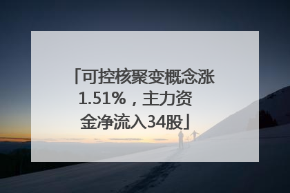 可控核聚变概念涨1.51%，主力资金净流入34股