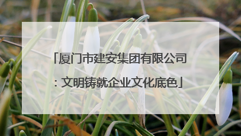 厦门市建安集团有限公司：文明铸就企业文化底色