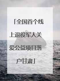 全国首个线上退役军人关爱公益项目落户甘肃