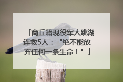 商丘籍现役军人跳湖连救5人：“绝不能放弃任何一条生命！”
