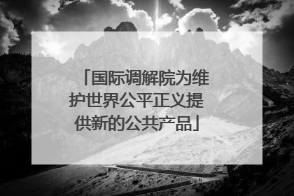 国际调解院为维护世界公平正义提供新的公共产品