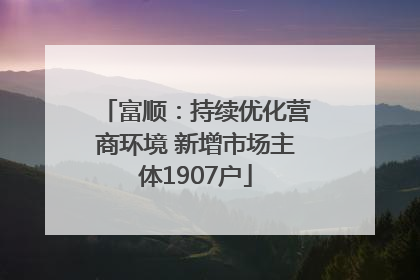 富顺：持续优化营商环境 新增市场主体1907户