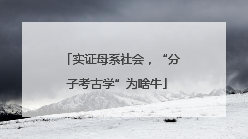 实证母系社会，“分子考古学”为啥牛