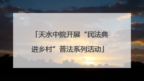 天水中院开展“民法典进乡村”普法系列活动
