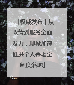 权威发布｜从政策到服务全面发力，聊城加速推进个人养老金制度落地