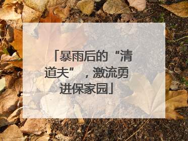 暴雨后的“清道夫”，激流勇进保家园