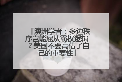 澳洲学者：多边秩序岂能屈从霸权逻辑？美国不要高估了自己的重要性