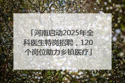 河南启动2025年全科医生特岗招聘，120个岗位助力乡镇医疗