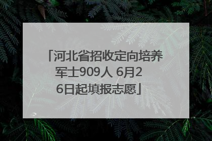 河北省招收定向培养军士909人 6月26日起填报志愿