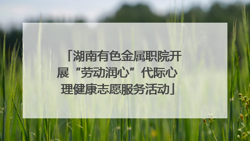 湖南有色金属职院开展“劳动润心”代际心理健康志愿服务活动