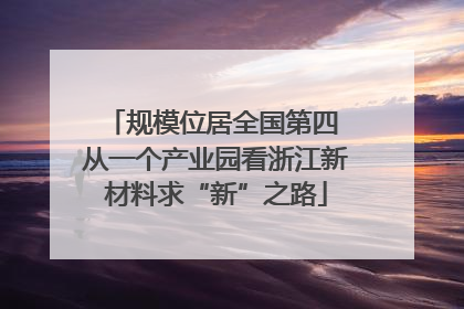 规模位居全国第四 从一个产业园看浙江新材料求“新”之路