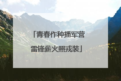 青春作种播军营 雷锋薪火照戎装