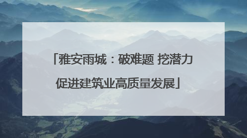 雅安雨城：破难题 挖潜力 促进建筑业高质量发展