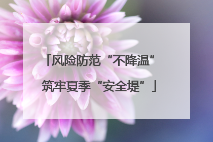 风险防范“不降温” 筑牢夏季“安全堤”