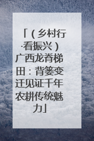 （乡村行·看振兴）广西龙脊梯田：背篓变迁见证千年农耕传统魅力