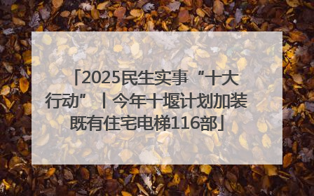 2025民生实事“十大行动”丨今年十堰计划加装既有住宅电梯116部